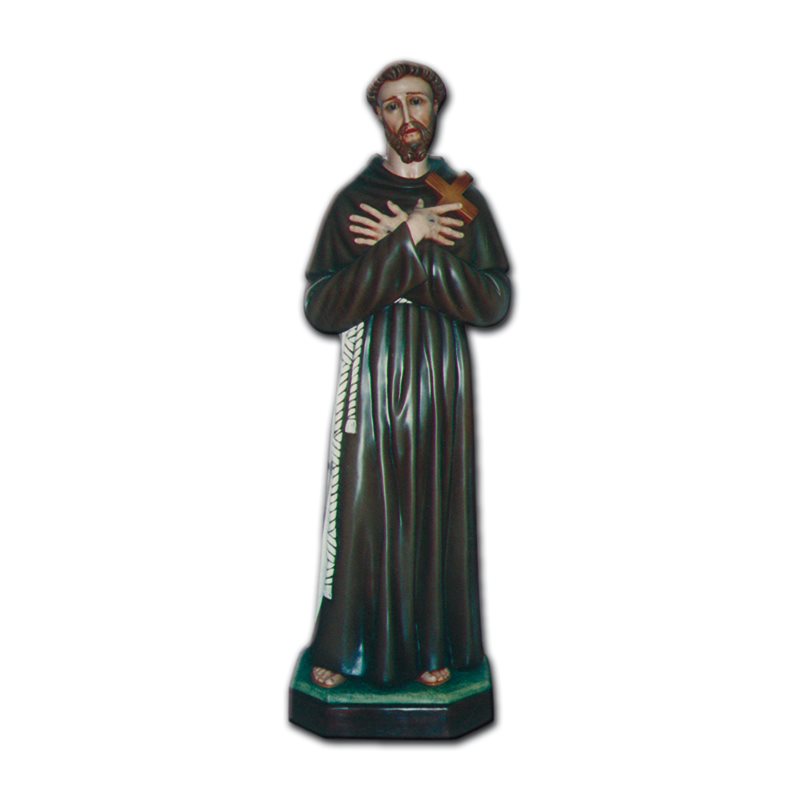 St. Francis of Assisi Color Fiberglass Outdoor Statue, 60"
