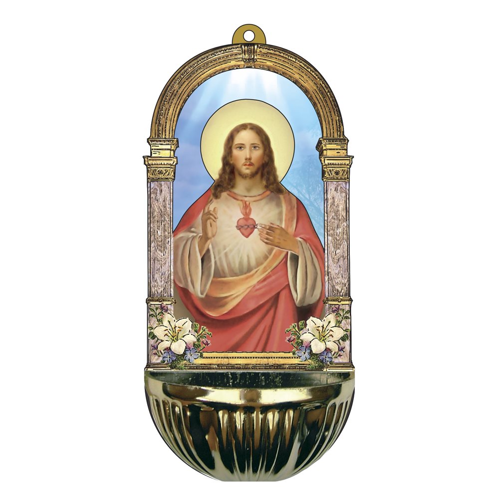 Wood and Plastic Holy Water Font 7,2 x 15,5 cm Sacred Heart