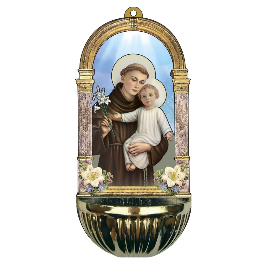 Wood and Plastic Holy Water Font 7,2 x 15,5 cm St Anthony