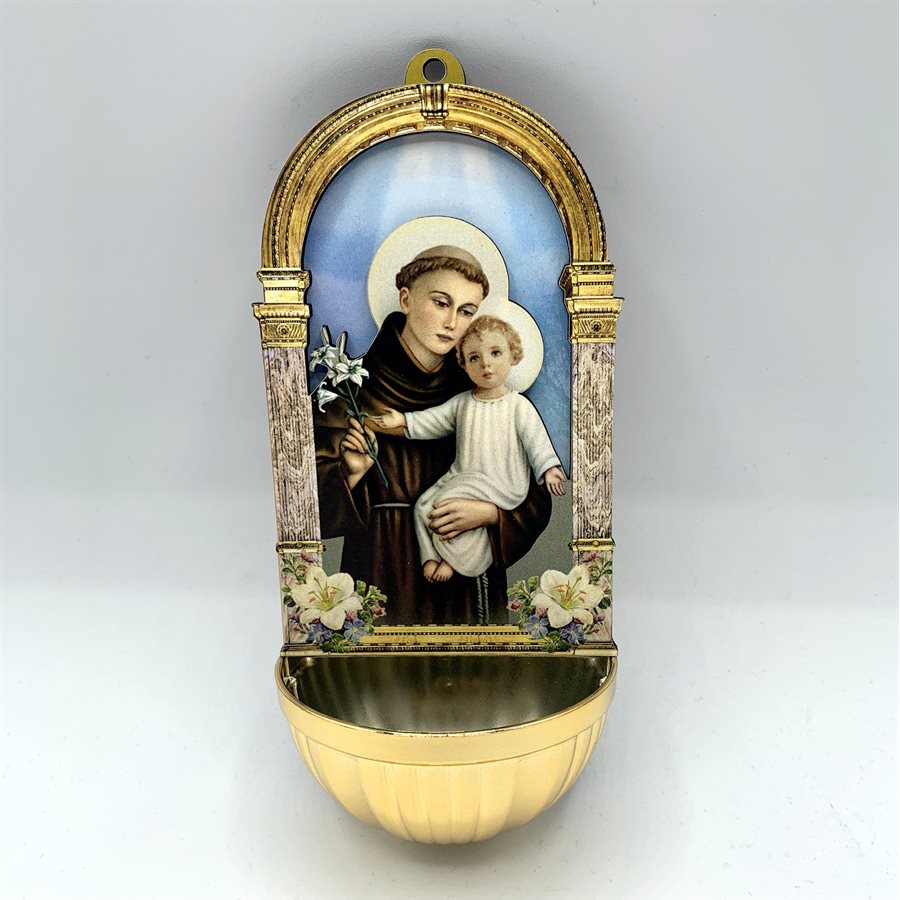 Wood and Plastic Holy Water Font 7,2 x 15,5 cm St Anthony