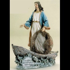 Jesus Fisherman Resin Statue, 11.25" (28.6 cm)