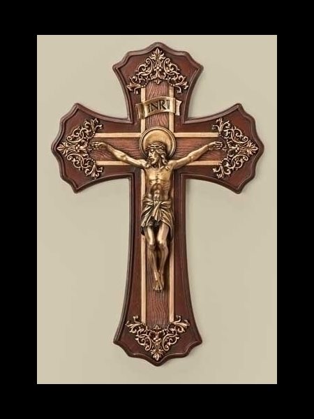 Crucifix 10.25" (26 cm) en résine fini bronze