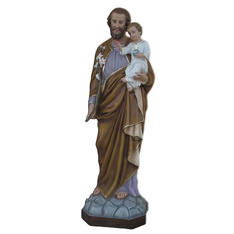 St. Joseph Color Fiberglass Outdoor Statue, 63" (160 cm)