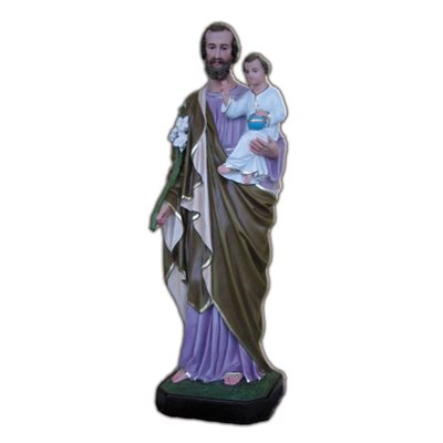 St. Joseph Color Fiberglass Outdoor Statue, 27.5" (70 cm)