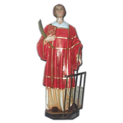 St. Lawrence Color Fiberglass Outdoor Statue, 63" (160 cm)