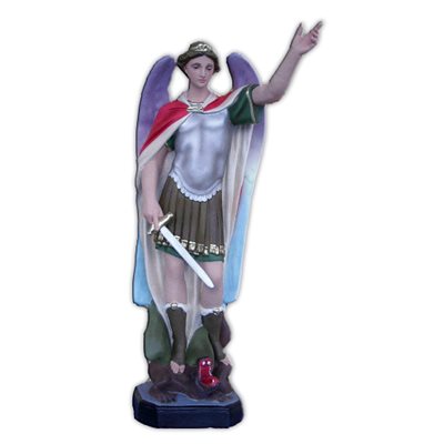 St. Michael Archangel Color Fiberglass Outdoor Statue, 24"