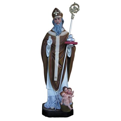 St. Nicholas Color Fiberglass Outdoor Statue, 67" (170 cm)