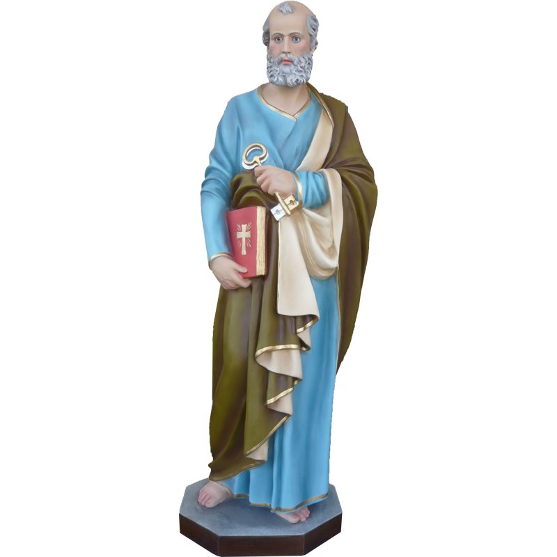 St. Peter Color Fiberglass Outdoor Statue ,43" (110 cm)