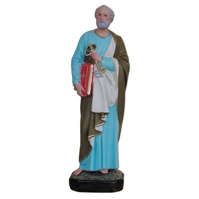 St. Peter Color Fiberglass Outdoor Statue, 12" (30 cm)