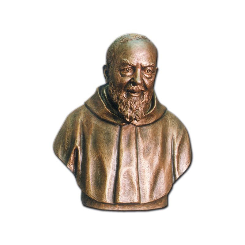 Padre Pio Bust Fiberglass Outdoor Statue, 24" (60 cm)