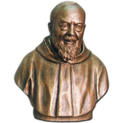 Padre Pio Bust Fiberglass Outdoor Statue, 24" (60 cm)