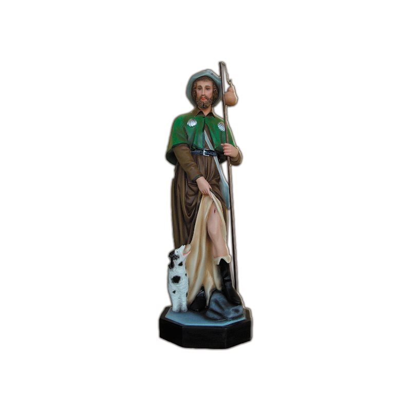 St. Roch Color Fiberglass Outdoor Statue, 33.5" (85 cm)