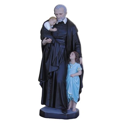 St. Vincent de Paul Color Fiberglass Outdoor Statue, 24"