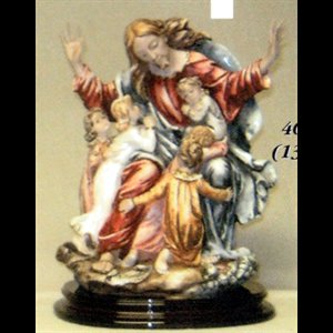 Jesus with Childrens Color Marble Statue, 14" (35.6 cm)