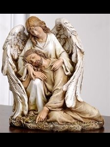 Angel Comfortinf Christ Statue 7" (18 cm), resin-stone