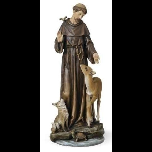 Statue Saint Francois d'Assise 14" (35.6 cm) résine