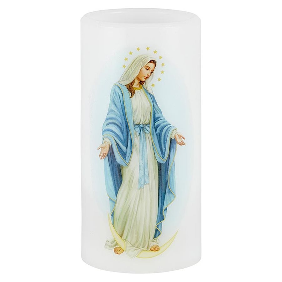 LED batteries Candle 3'' x 6'', Our Lady of Grace