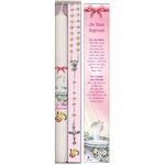 Ensemble cadeau chapelet et chandelle, Baptême fille, Anglai