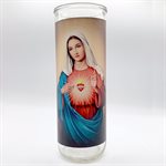 Immaculate Heart Mary Glass Nova Candle Holders, 3 x 8¼"  /  u