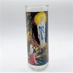 Contenant de verre, Notre Dame Lourdes,  7,6 x 21 cm  /  un