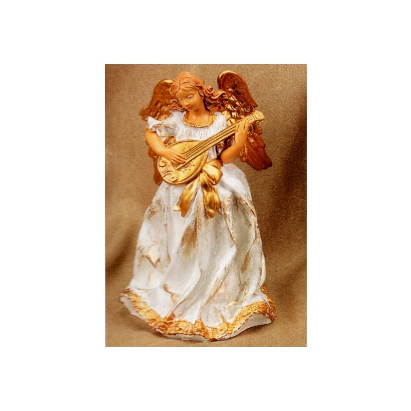 White and Gold Resin Standing Angel, 8" (20 cm)