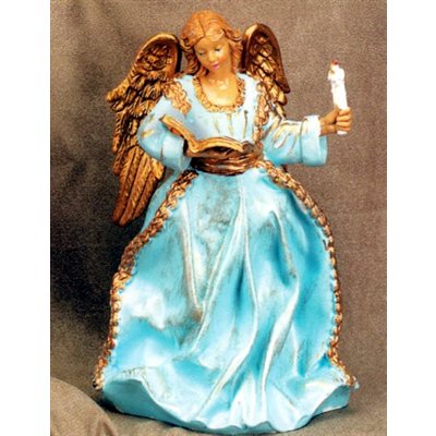 Blue and Gold Resin Standing Angel, 8" (20 cm)