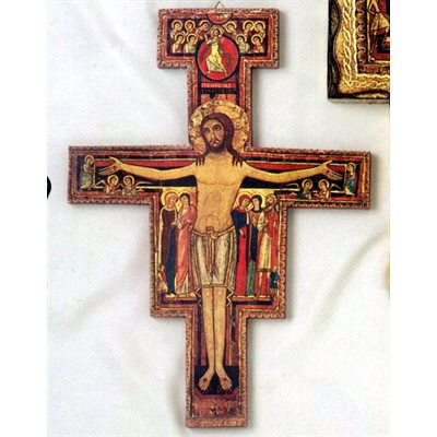 St. Damian Wood Cross, 16" (40.5 cm)
