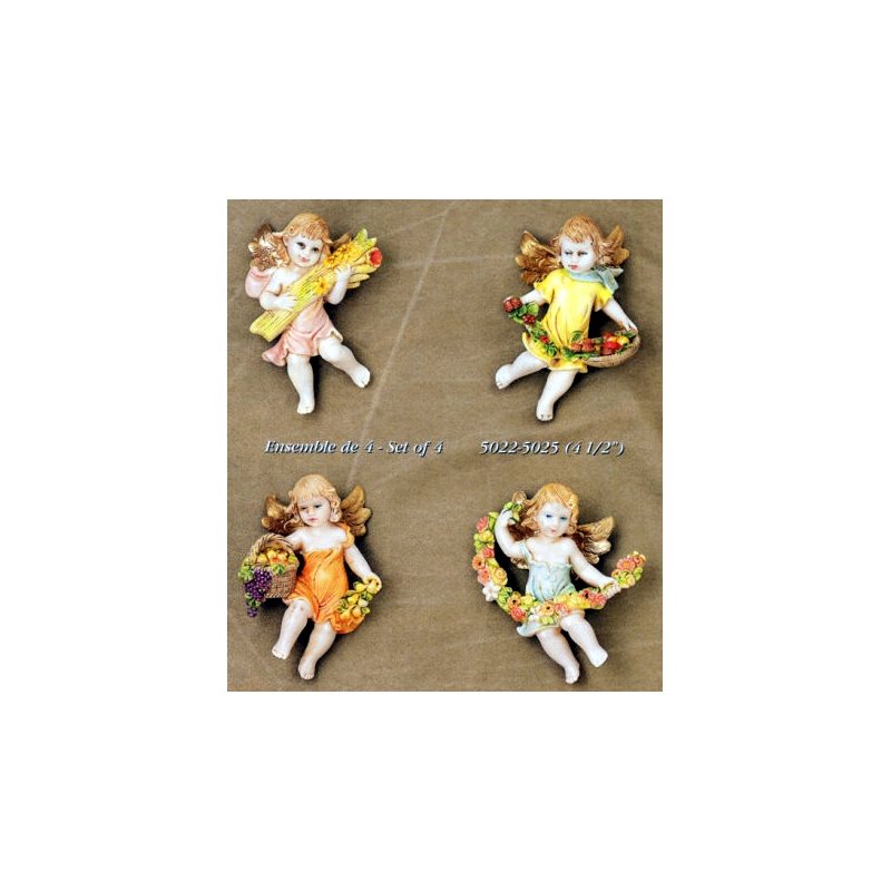 Color Resin Wall Angels, 4.5" (11.5 cm) / Set of 4