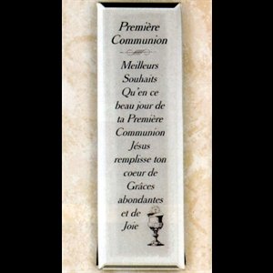 Beveled Mirror Plaque For First Communion, French text.