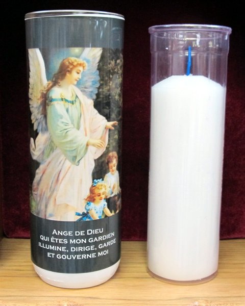 Veilleuse 8'' Ange Gardien et plastique 5jrs / un Veilleuse 8'' Ange Gardien et plastique 5jrs / un