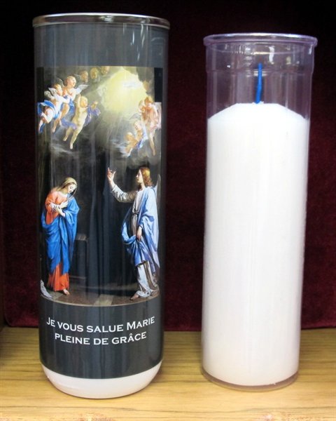 Veilleuse 8'' Annonciation et plastique 5jrs / un Veilleuse 8'' Annonciation et plastique 5jrs / un