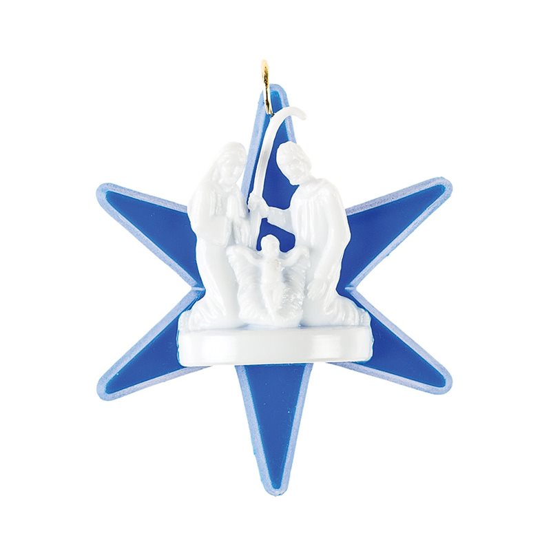 Holy Family on Blue Plastic Star, 2.5"