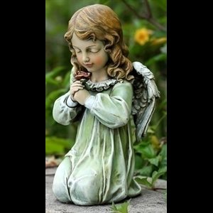 Kneeling Angel Statue 12" resin-stone