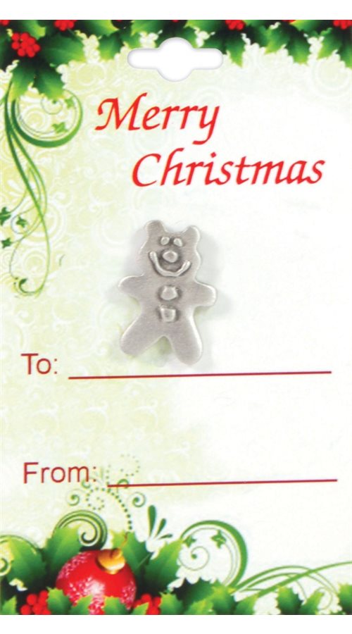 Pewter Bear Holiday Gift Tag, Bilingual