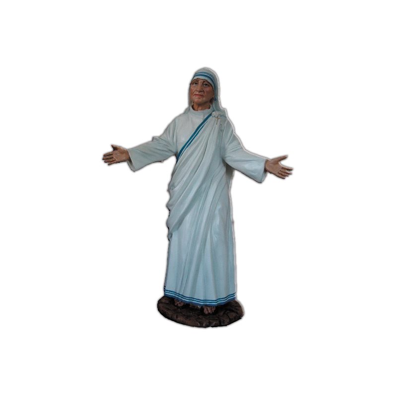 Mother Teresa Color Fiberglass Outdoor Statue, 43" (110 cm)