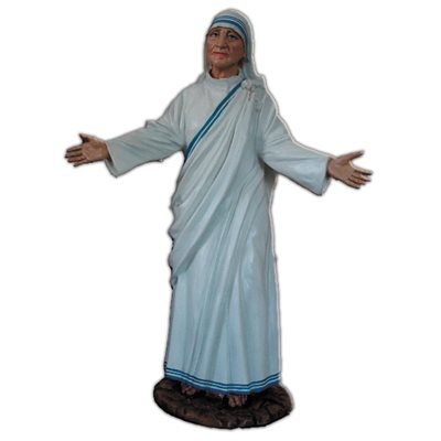 Mother Teresa Color Fiberglass Outdoor Statue, 43" (110 cm)