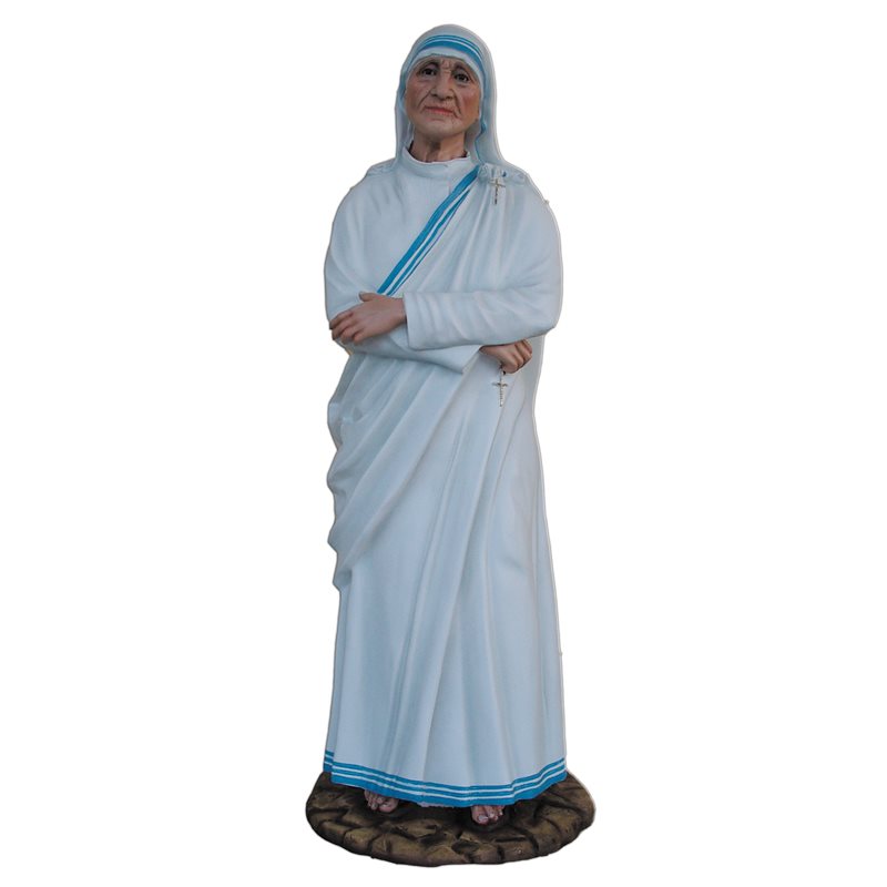 Mother Teresa Color Fiberglass Outdoor Statue, 43" (110 cm)