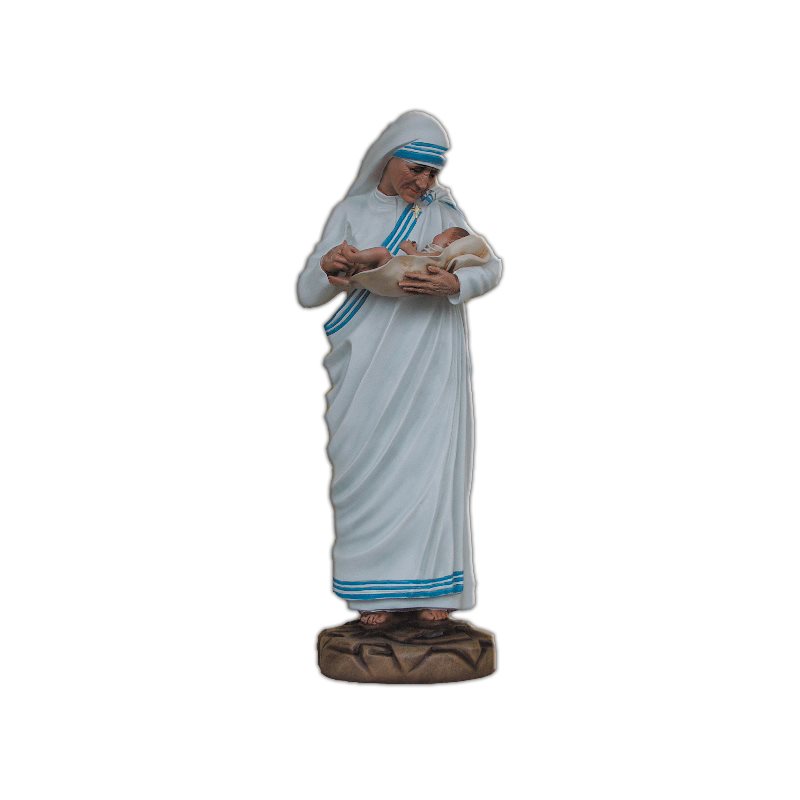 Mother Teresa Color Fiberglass Outdoor Statue, 24" (60 cm)