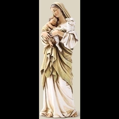 Statue Madonne et enfant avec agneau 6.25" (16 cm) en résine