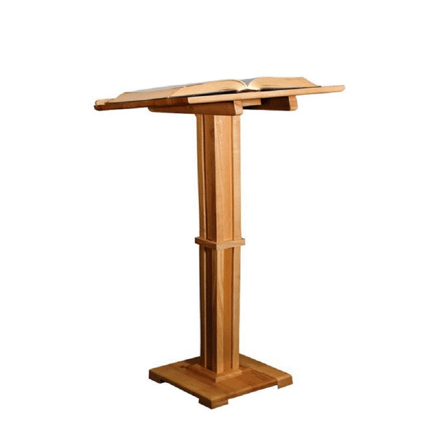 Standing Lectern, Solid Wood, Pecan Stain, 43" Ht.