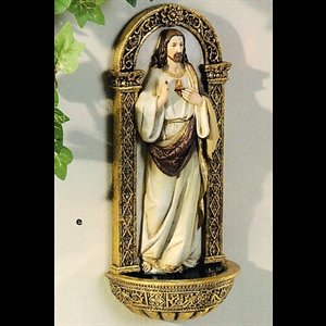 Holy Water Fonts, Sacred Heart 7.5" (19 cm) resin made