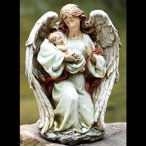 Statue Ange avec enfant 17" résine