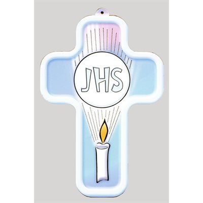 First Communion Wood Laminated Cross 3.5'' x 5'' (9 x 13 cm)