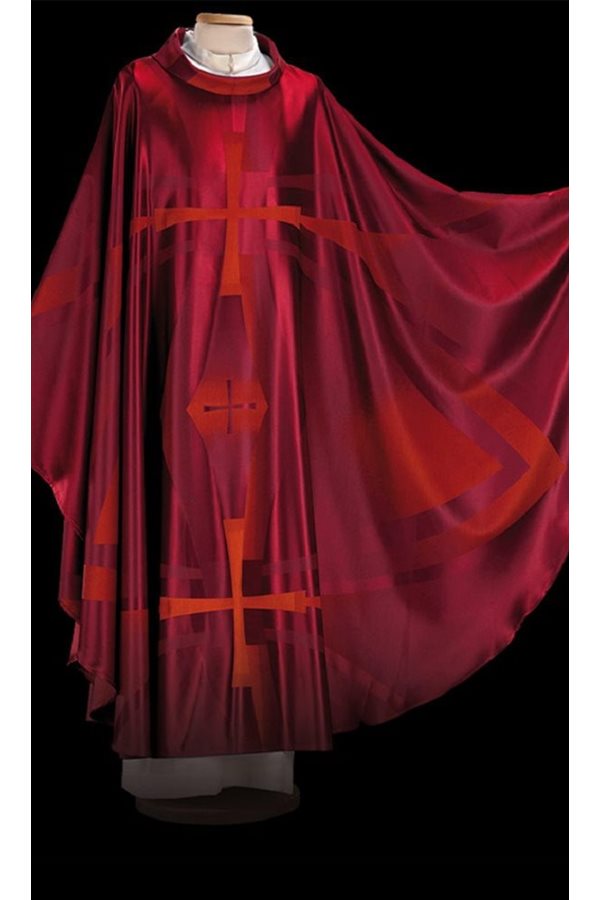 Chasuble Rouge #65-000521 en laine et soie