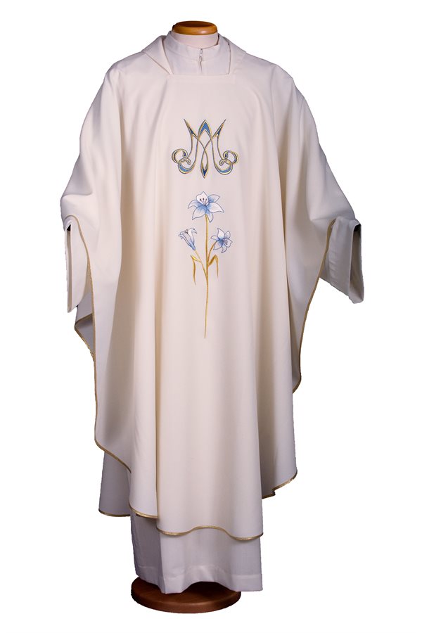 Chasuble mariale #65-000923 100% polyester blanche
