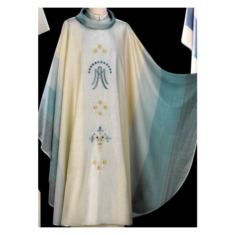 Chasuble #65-002005-348 mariale en laine et lurex