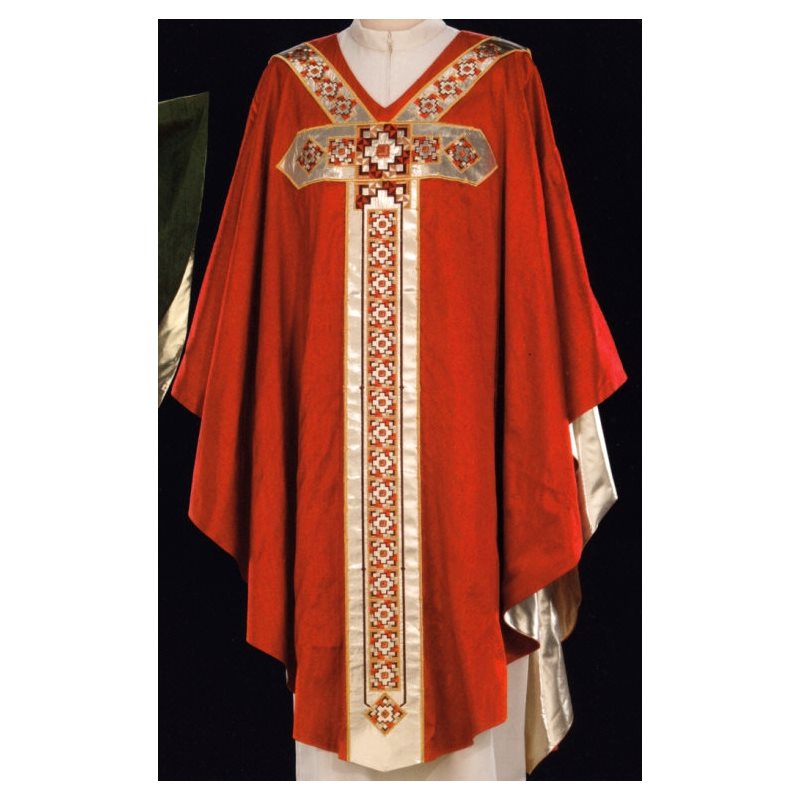 Chasuble #65-039412 rouge 100% soie