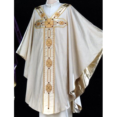 Chasuble #65-039691 blanche 100% soie