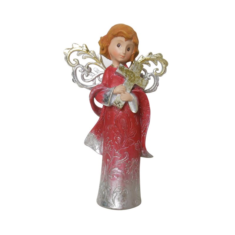 Resin "Cross" red Christmas Angel, 8''