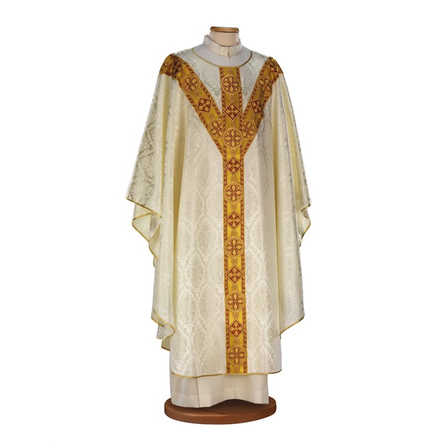 Chasuble #65-038188 blanche avec orfroi doré